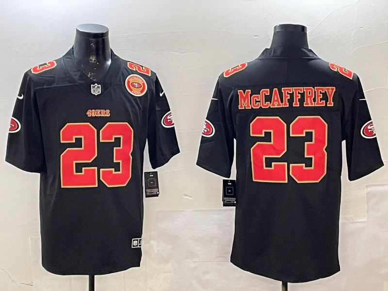 Men San Francisco 49ers #23 Mccaffrey Black gold Fashion 2025 Nike Limited NFL Jersey style 5